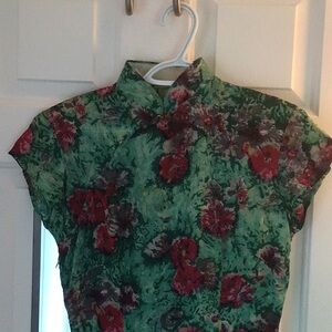 Handmade Green color Mandarin style dress, wonderful for spring/summer weddings